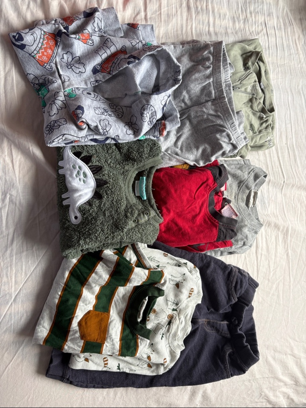 Mixed Baby Toddler Clothing Lot - Green, Gray, Red, Navy